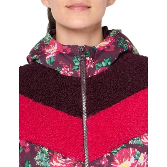 LEVI'S WOMEN'S MOLLY SHERPA LINED FLORAL PUFFER JACKET COAT HOODED - Picture 3 of 6